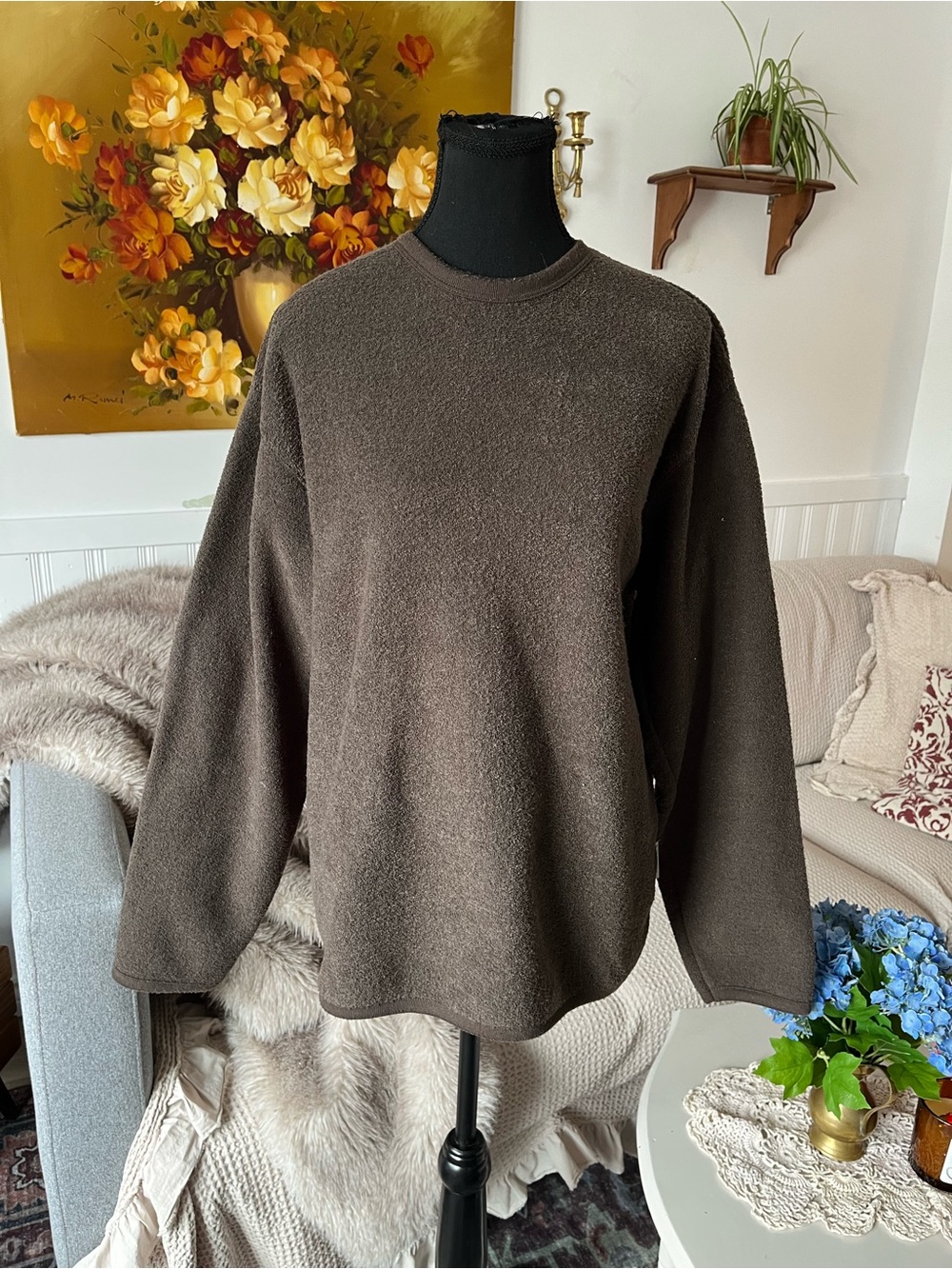 Men’s Windriver Classic Cozy Crewneck Sweater - Brown like new Size Small